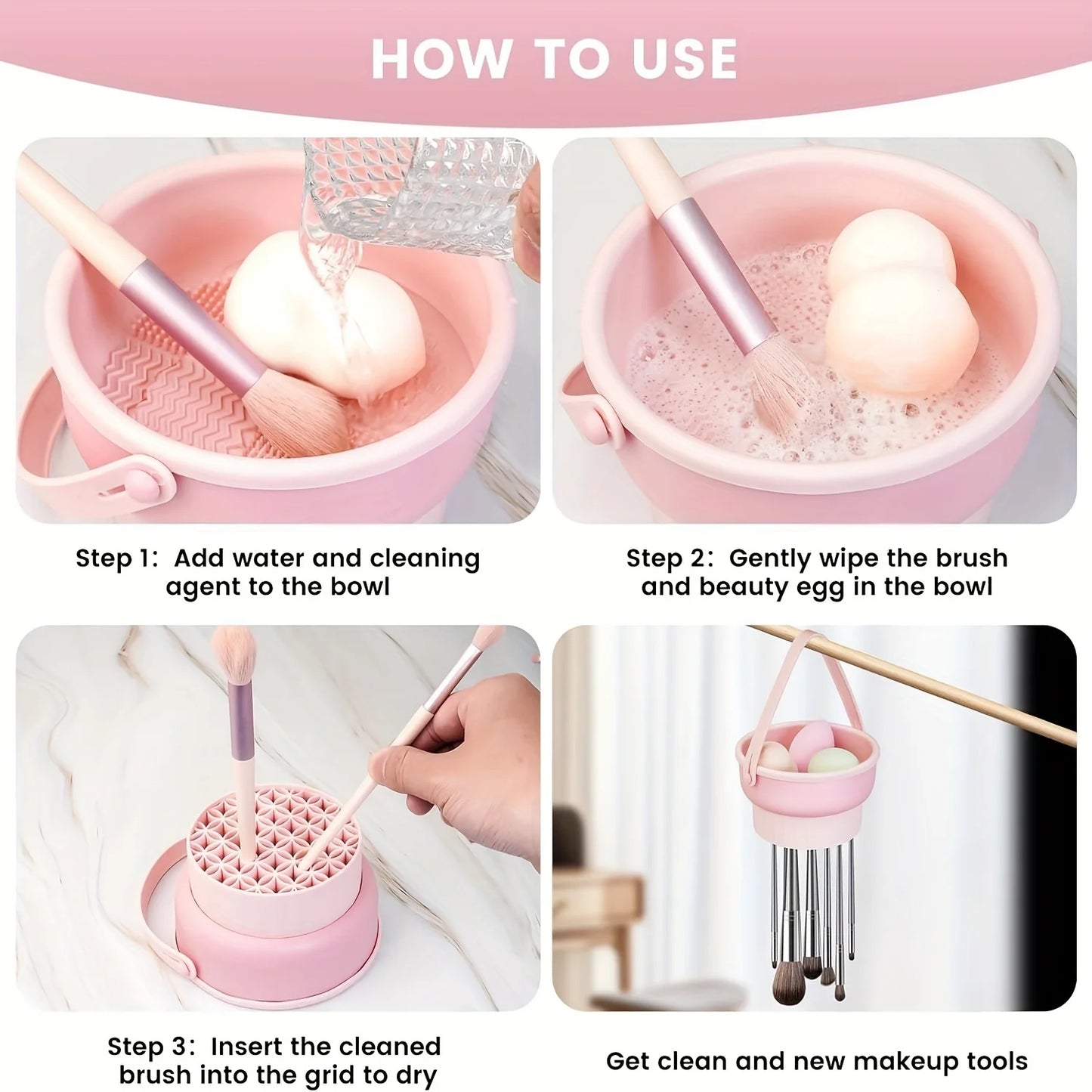 3-In-1 Silicone Makeup Brush Cleaner Mat & Drying Rack by Wany Beauty