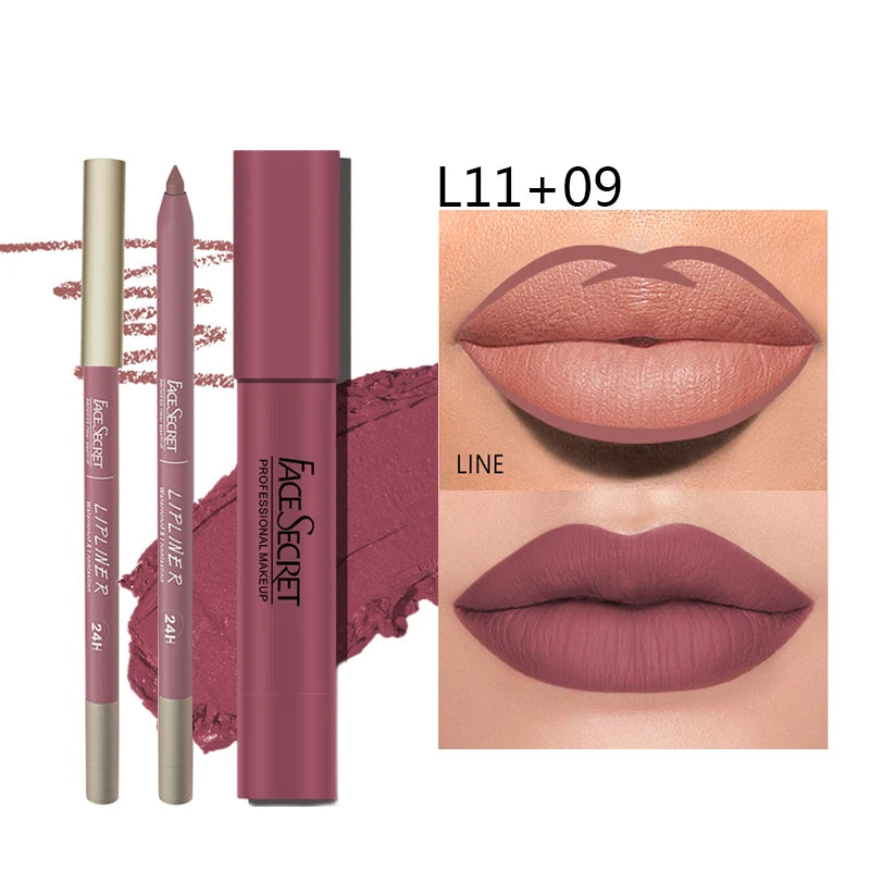 Matte Lipliner&Lipstick Set,Waterproofby Wany Beauty