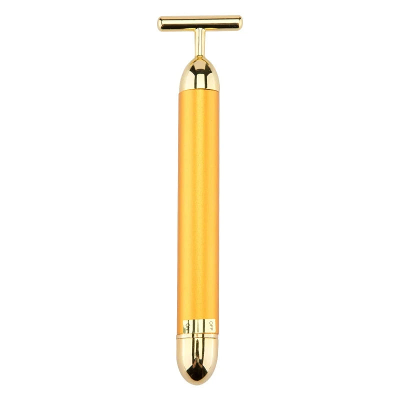 24K Gold T Beauty Roller Energy Roller Electric Face-lifting Facial Massage Beauty Tools Waterproof Vibrating Face Care Stick