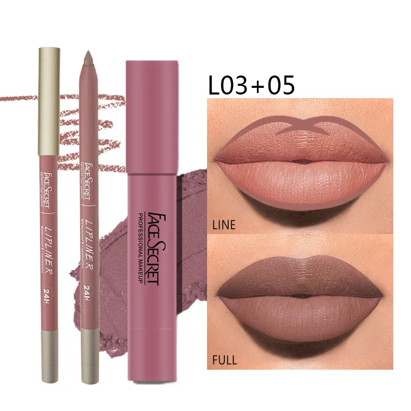 Matte Lipliner&Lipstick Set,Waterproofby Wany Beauty