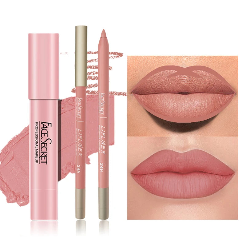 Matte Lipliner&Lipstick Set,Waterproofby Wany Beauty