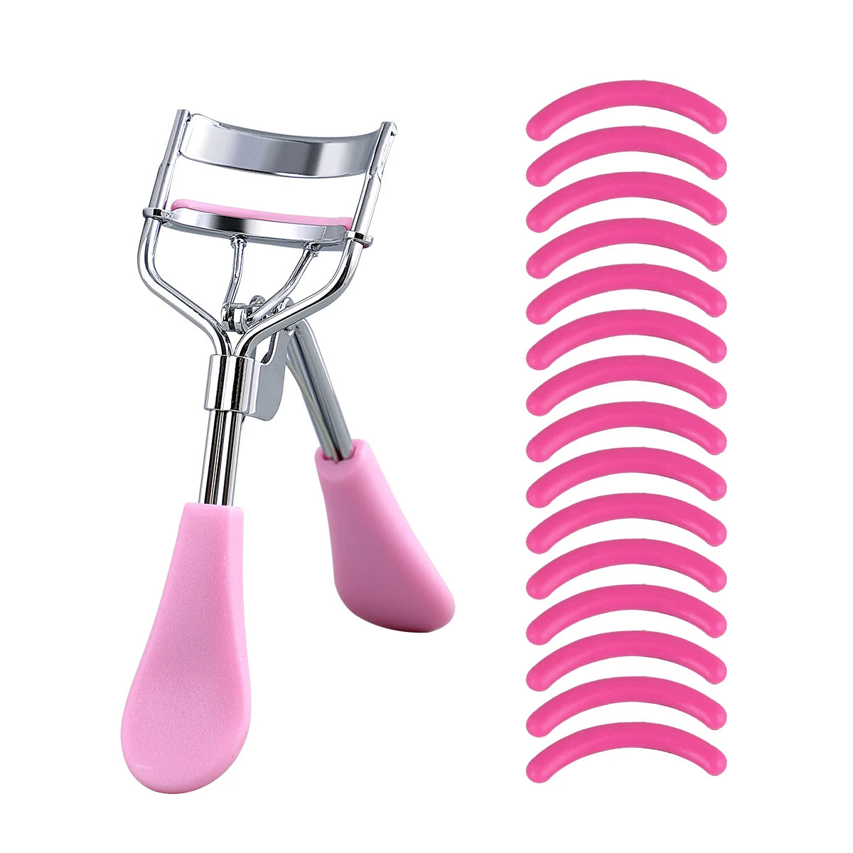 Portable Eyelash Curler with 15 Silicone Pads and Stainless Steel Eyelash Curler by Wany Beauty