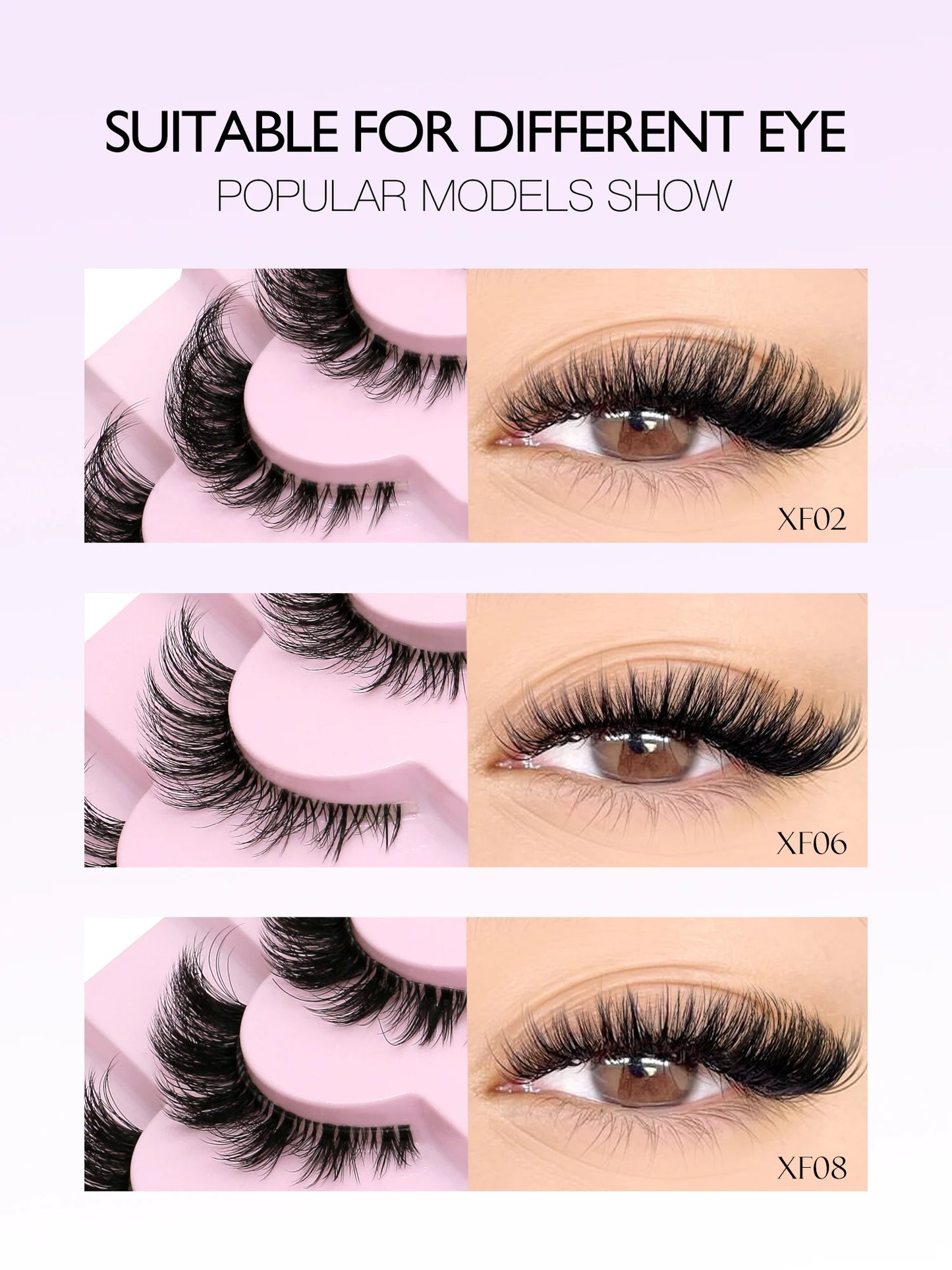Cat Eye Lashes Natural long Clear Band Lashes by Wany Beauty