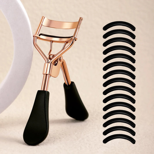 Portable Eyelash Curler with 15 Silicone Pads and Stainless Steel Eyelash Curler by Wany Beauty