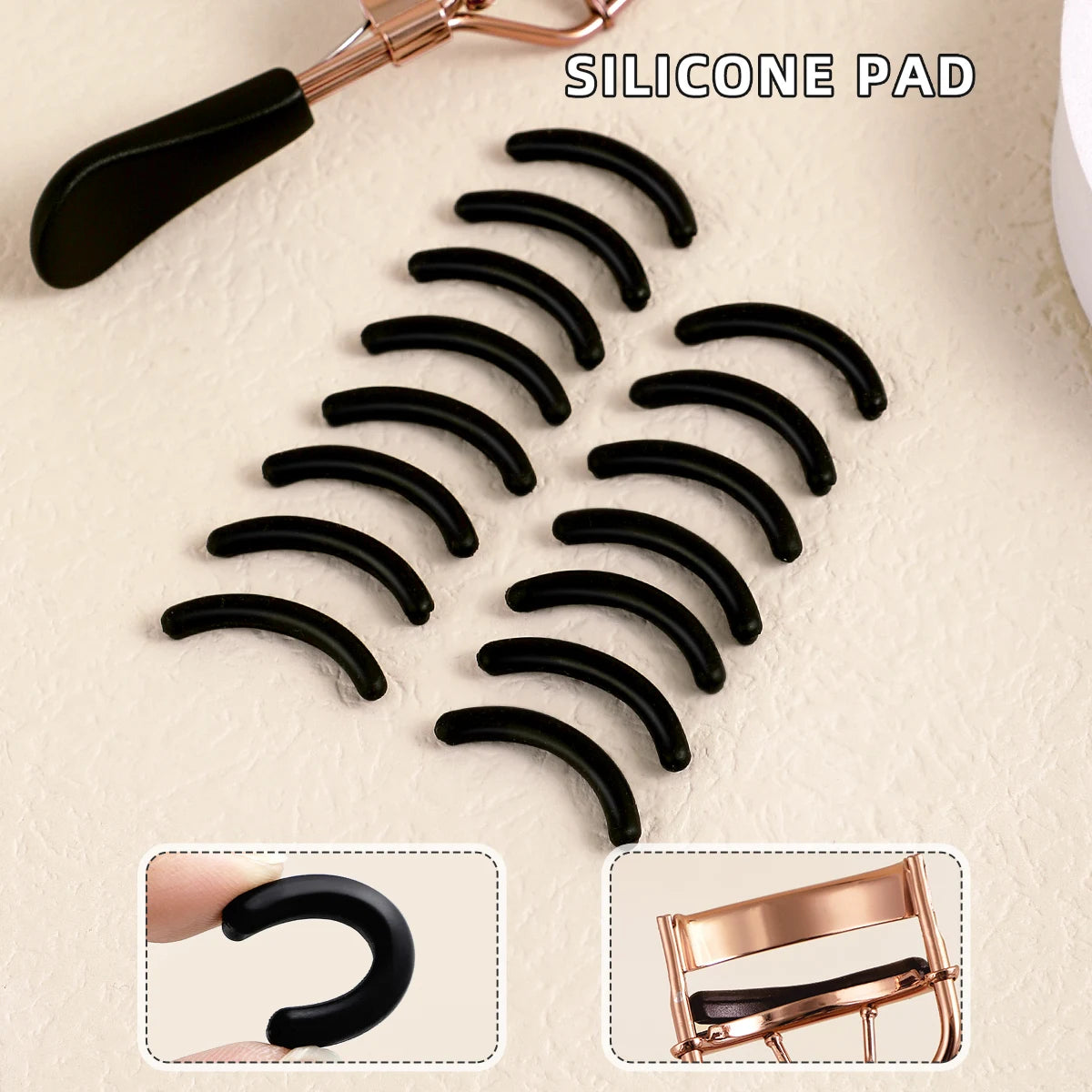 Portable Eyelash Curler with 15 Silicone Pads and Stainless Steel Eyelash Curler by Wany Beauty