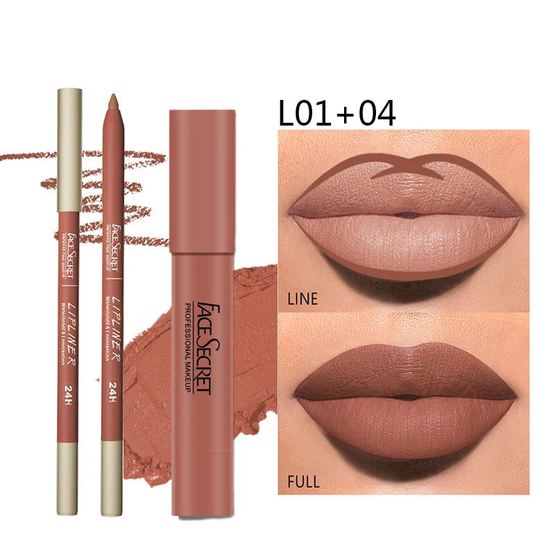 Matte Lipliner&Lipstick Set,Waterproofby Wany Beauty