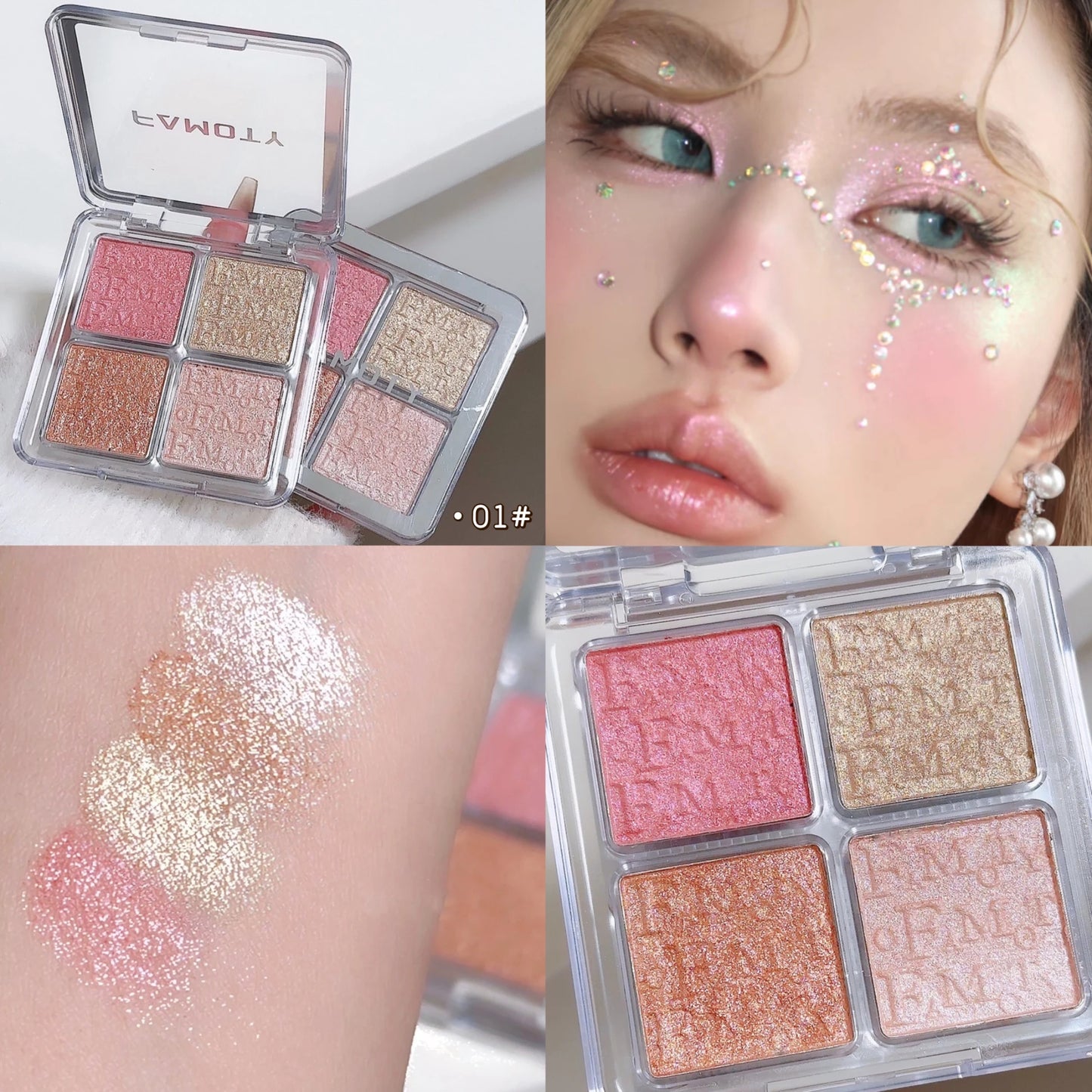 4-Color Face Highlighter Palette by Wany Beauty