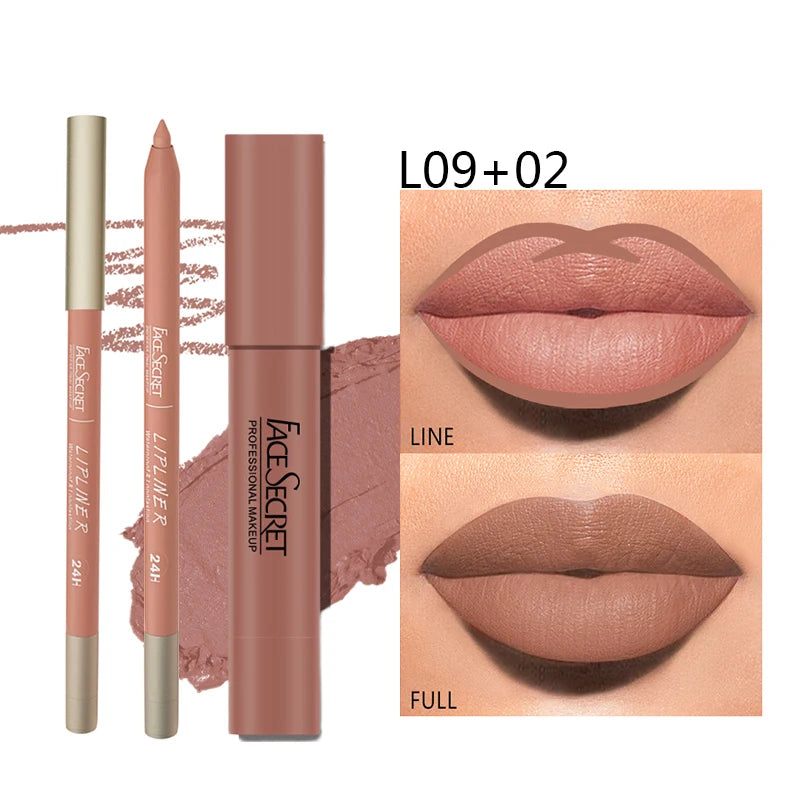 Matte Lipliner&Lipstick Set,Waterproofby Wany Beauty