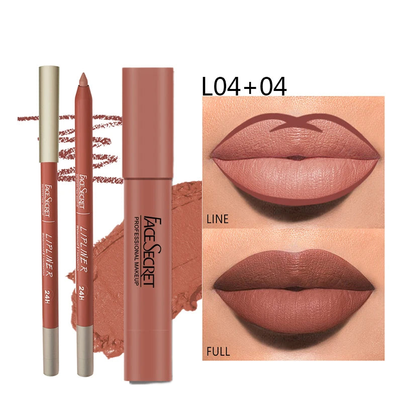 Matte Lipliner&Lipstick Set,Waterproofby Wany Beauty