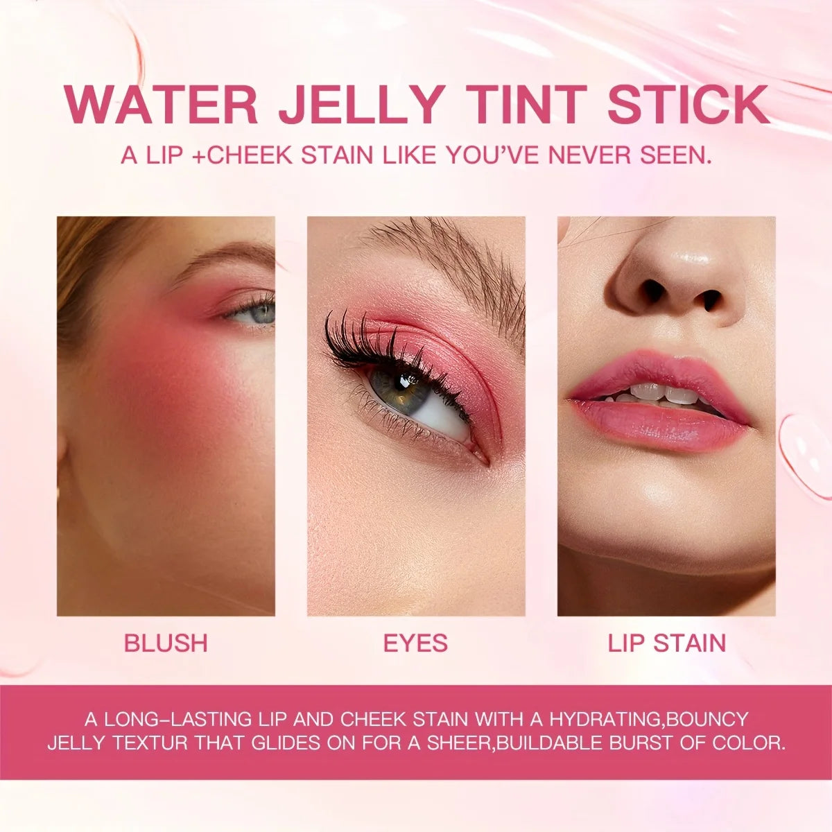 Jelly Blush Stick Lip Balm Eyeshadow 3-in-1 by Wany Beauty