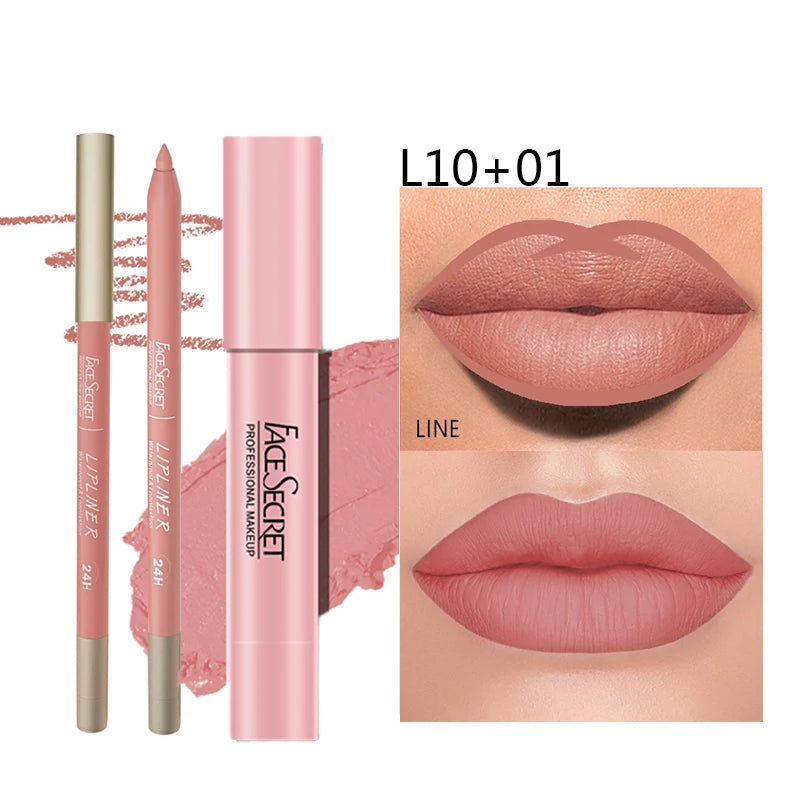 Matte Lipliner&Lipstick Set,Waterproofby Wany Beauty