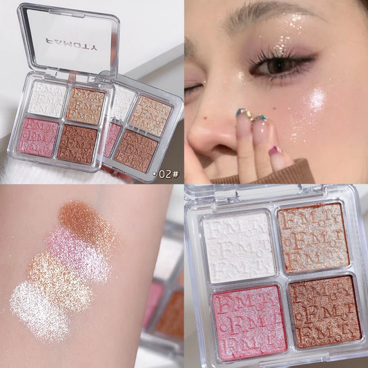 4-Color Face Highlighter Palette by Wany Beauty